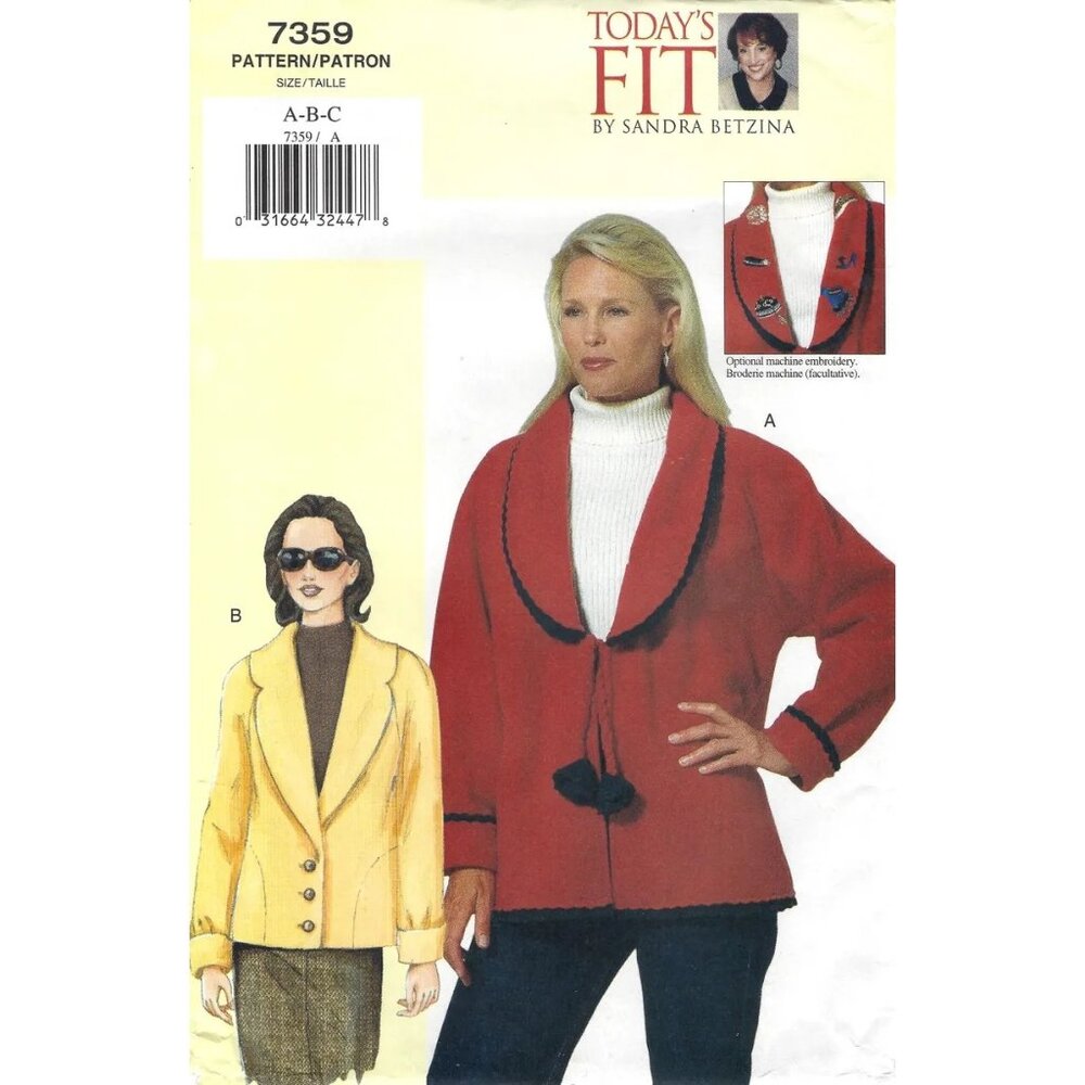 Vogue Sewing Pattern 7359 Jacket by‎ Sandra Betzina Bust Size 32-36